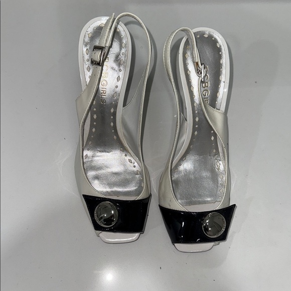 BCBGirls White and Black Slingback Heels - Picture 2 of 11